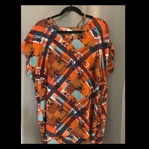 Cabi lattice print cami and shell top